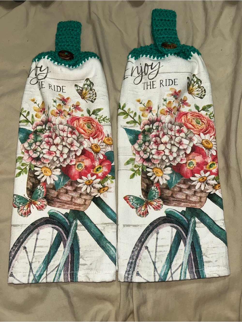 Floral Bicycle Kitchen Hanging Towel Set